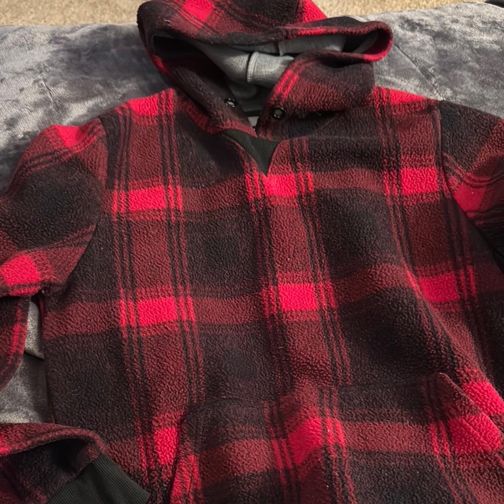 Red and Black Plaid Hoodie